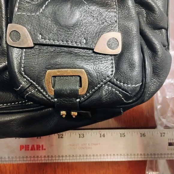 Juicy Couture BLACK LEATHER satchel Logo legacy Bag purse  ICONIC - Picture 3 of 16